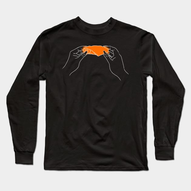 Hot Wings Hot Hands - Team Flats (White Outline) Long Sleeve T-Shirt by Erika Lei A.M.